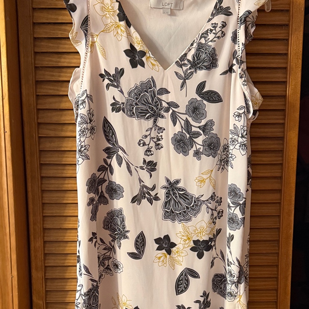 LOFT Black and Yellow Floral Blouse